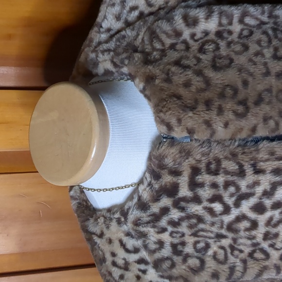 STUDIO 1886*  faux fur leopard print size 1x long sleeve zip front satin lined - Picture 4 of 13